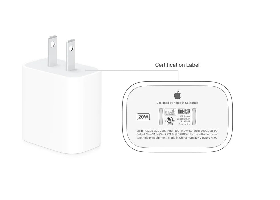 Cargador Original Apple Usb-c 20w Carga Rapida Para iPhone
